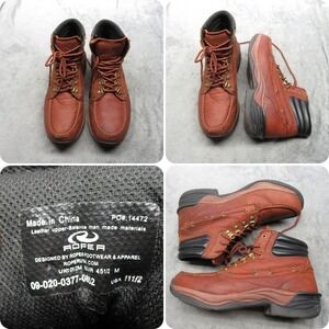 Roper Leather Ankle Boots Mens Size 11.5 M Brown Lace Up‎ Moc Toe Casual Work